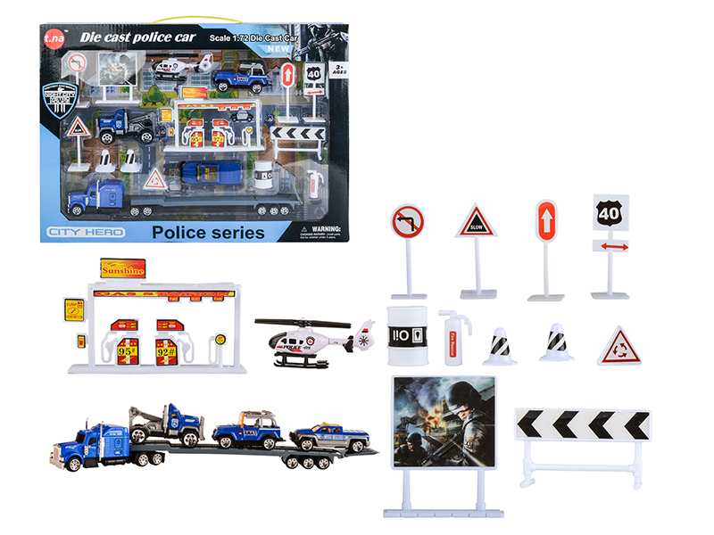 Slide Alloy Police Car Set