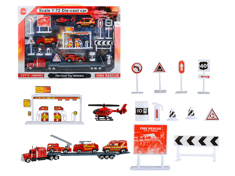 Slide Alloy Fire Engine Set