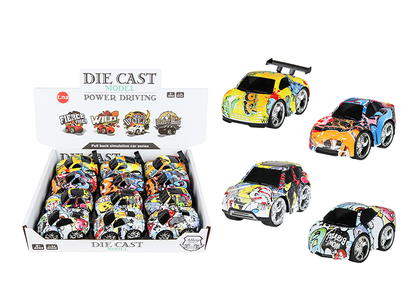 Q Edition Graffiti Pull Back Alloy Car 12pcs