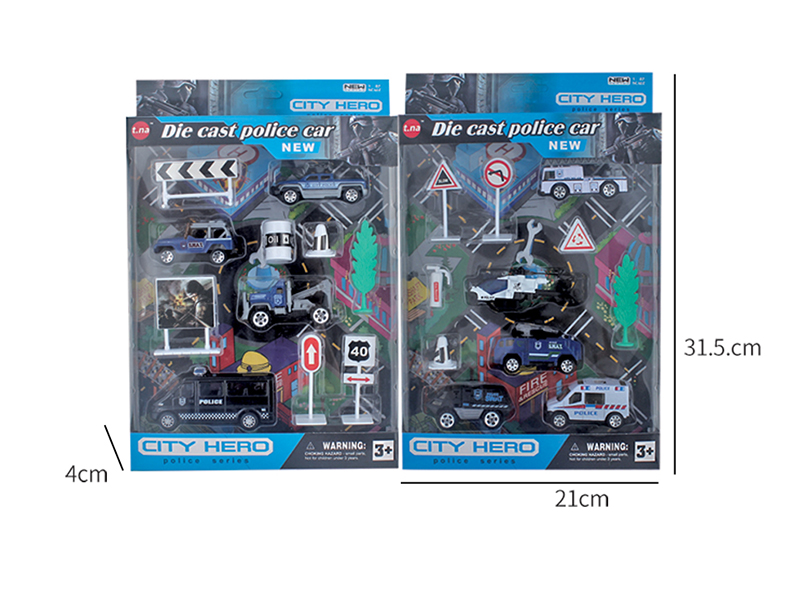 Slide Alloy Police Car Set