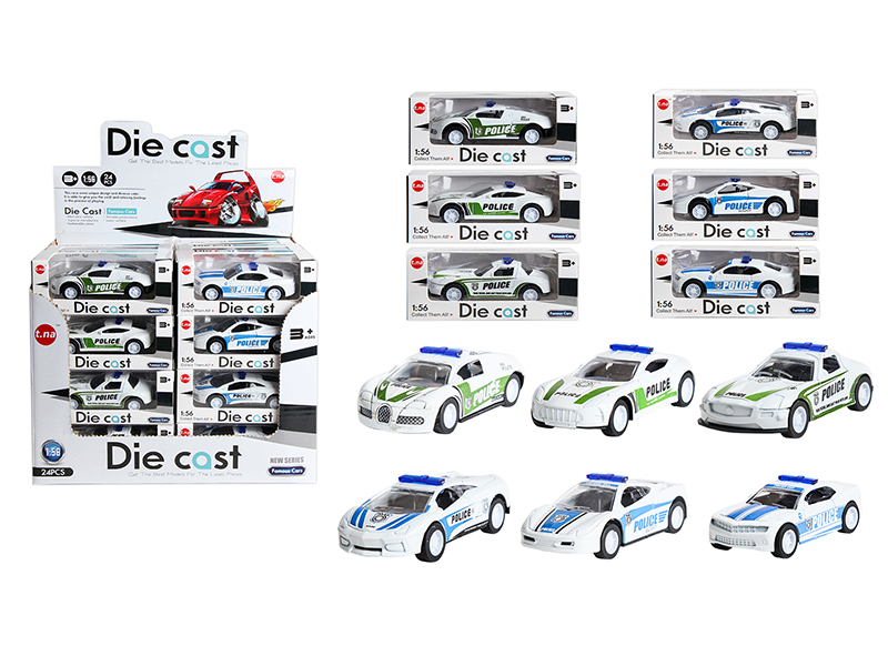 Pull Back Alloy Police Car 24pcs