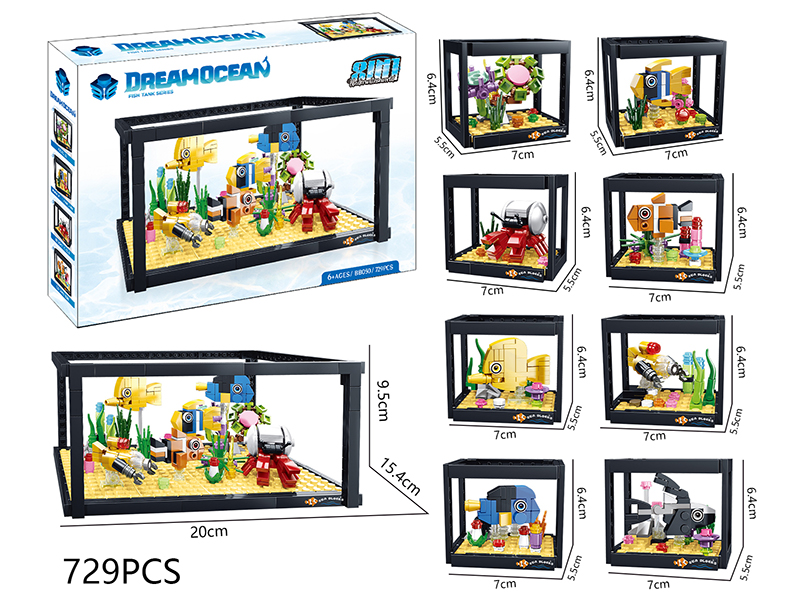 Fish Tank Building Blocks 729pcs