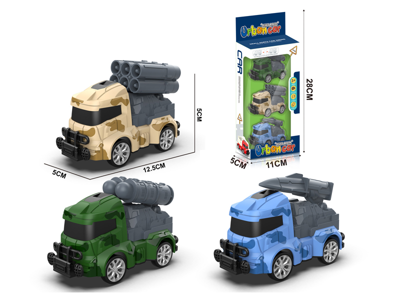 3Pcs Pull Back Military Vehicle