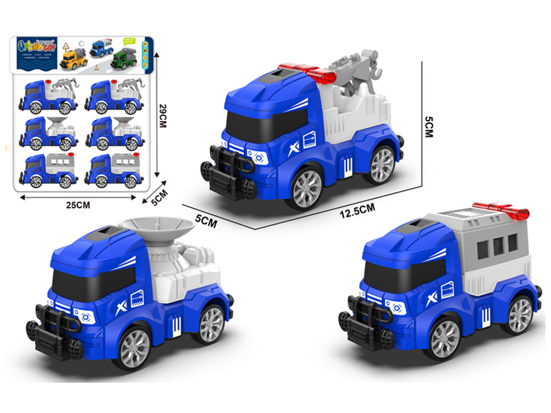 6Pcs Pull Back Police Cars