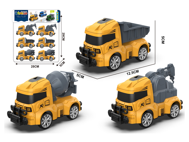 6Pcs Pull Back Engineering Vehicle