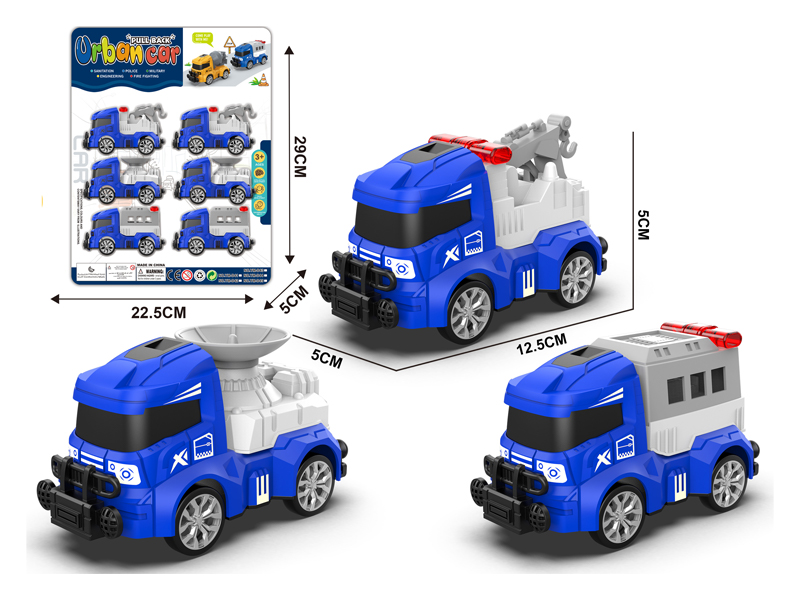 6Pcs Pull Back Police Cars