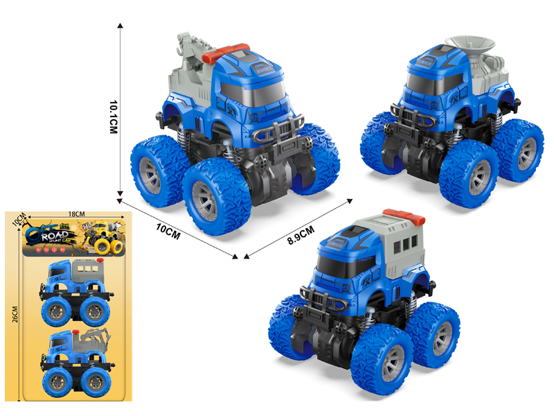 2PCS Double Friction 4Wd Spring Stunt Police Vehicle