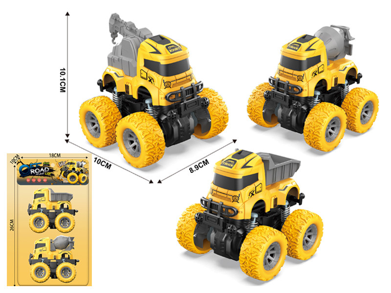 2PCS Double Friction 4Wd Spring Stunt Engineering Vehicle