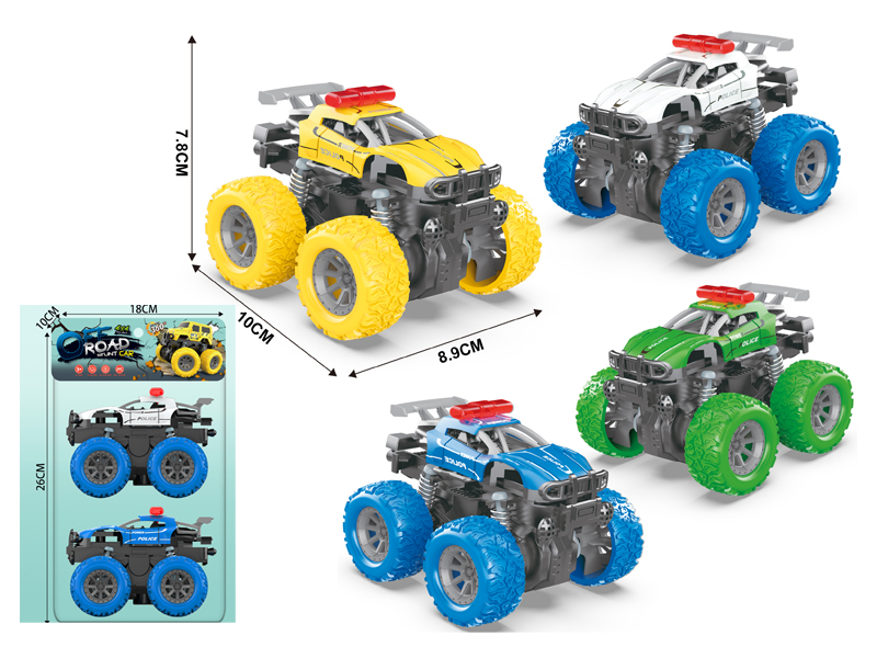 2PCS Double Friction 4Wd Spring Stunt Police Vehicle