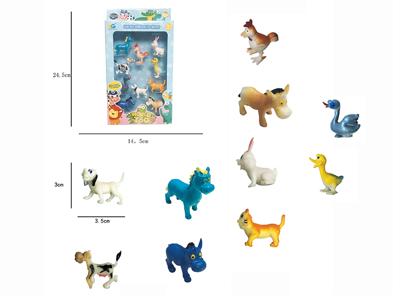 Cartoon Small Farm Animals Set