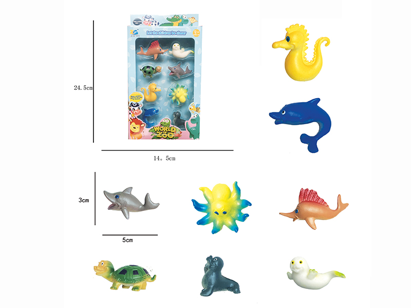 Cartoon Small Sea Animals Set