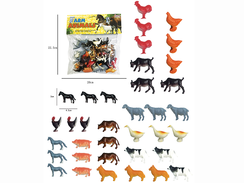 Solid Farm Animals Set 36pcs