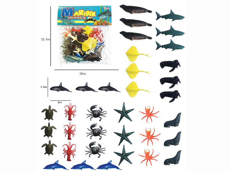 Solid Sea Animals Set 36pcs