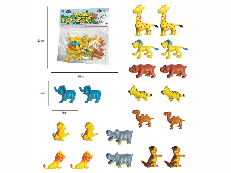 Solid Cartoon Wild Animals Set 20pcs