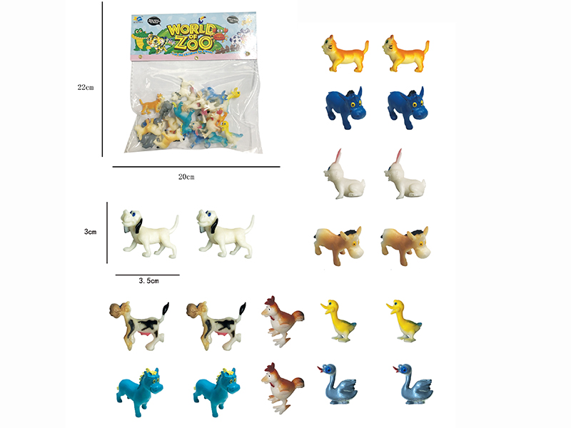 Solid Cartoon Farm Animals Set 20pcs