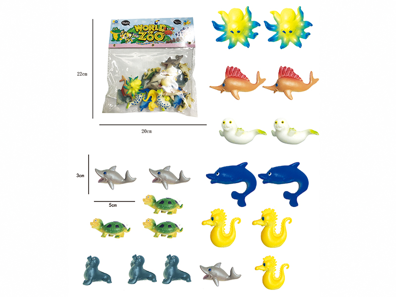 Solid Cartoon Sea Animals Set 20pcs