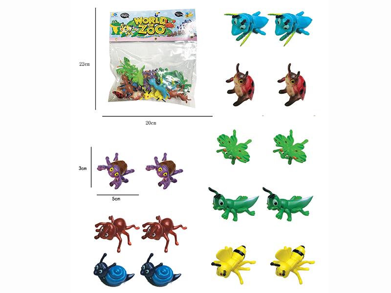 Solid Cartoon Insect Animals Set 16pcs