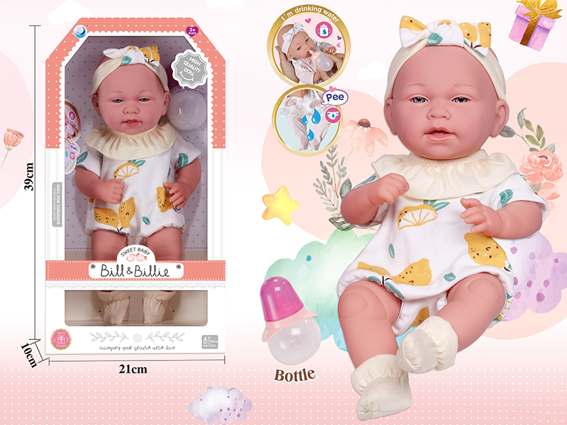 15 Inch Full Body Vinyl Newborn Baby Doll ,Can Drink Water And Pee