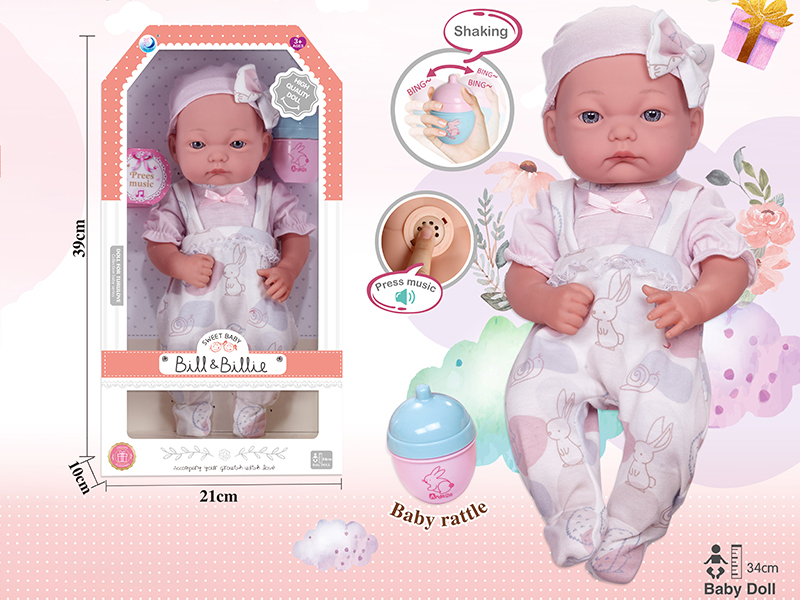 15 Inch Full Body Vinyl Newborn Baby Doll With Music