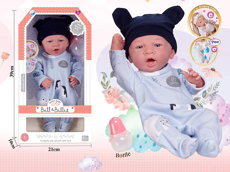 15 Inch Full Body Vinyl Newborn Baby Doll ,Can Drink Water And Pee