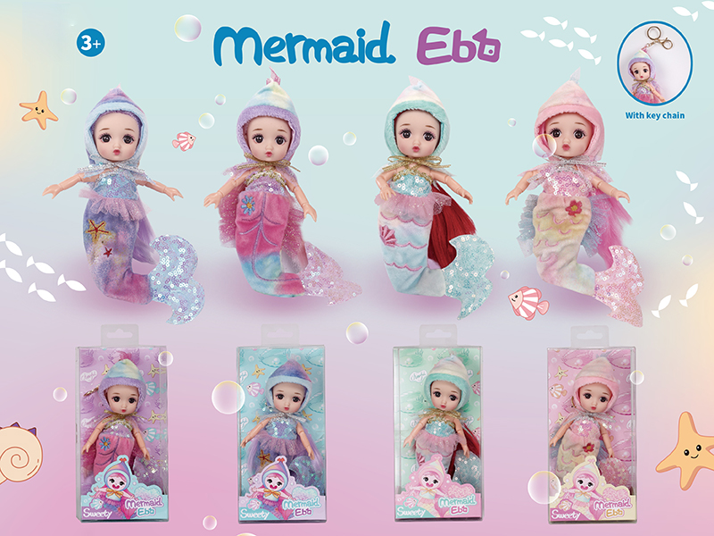 6 Inch Jointed Mermaid Doll With Keychain