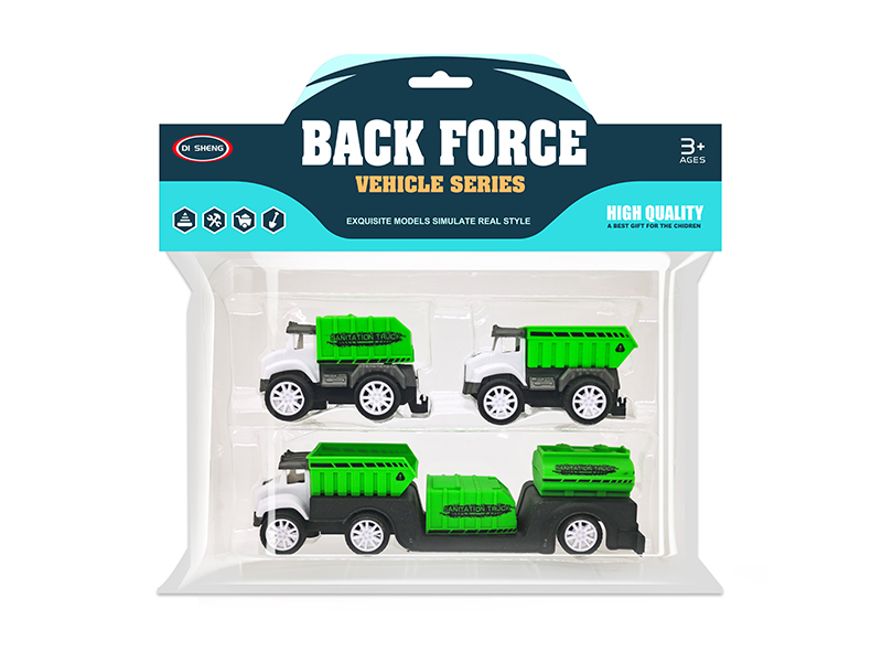 Pull Back Cartoon Sanitation Vehicle Set