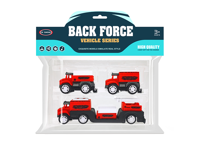 Pull Back Cartoon Fire Engine Set