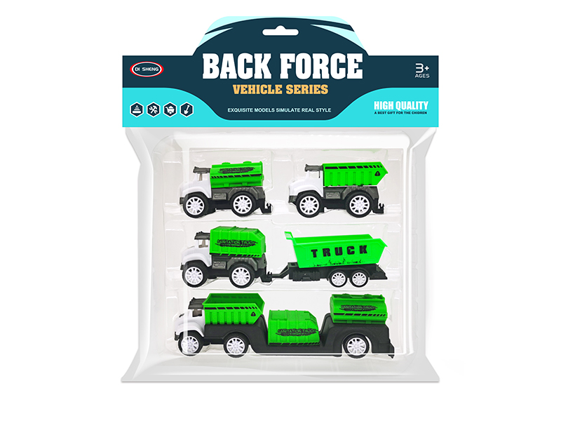 Pull Back Cartoon Sanitation Vehicle Set