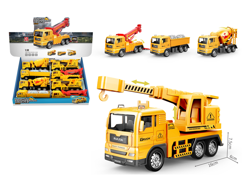 8Pcs 1:32 Friction Simulated Engineering Vehicle