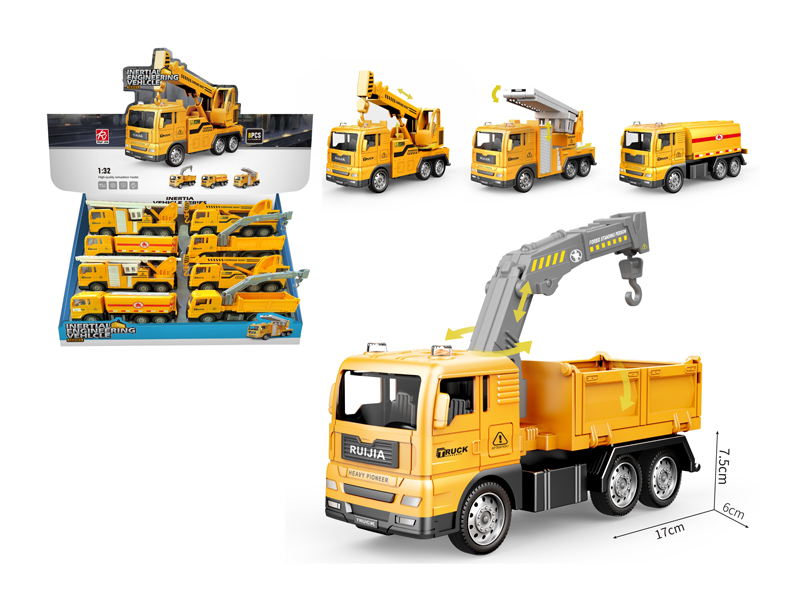 8Pcs 1:32 Friction Simulated Engineering Vehicle