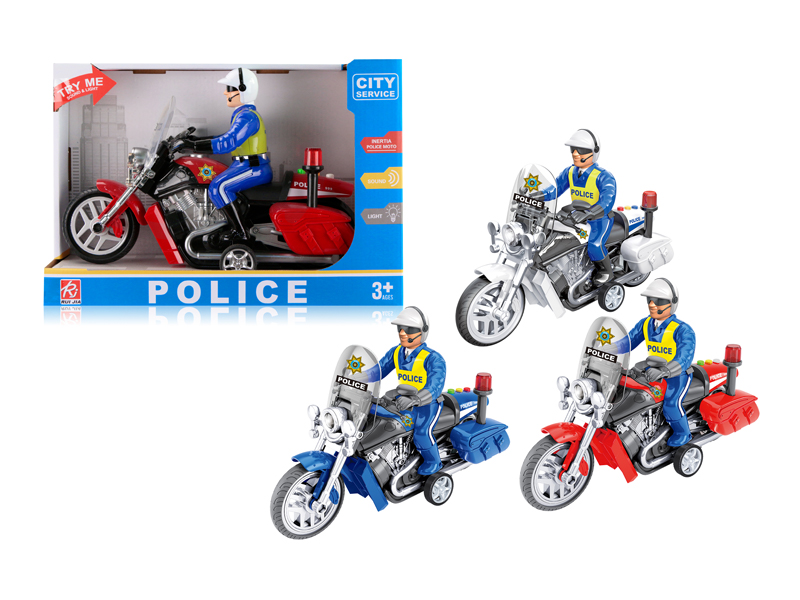 1:16 Friction Motorcycle Police Vehicle With Personnel With Sound And Light