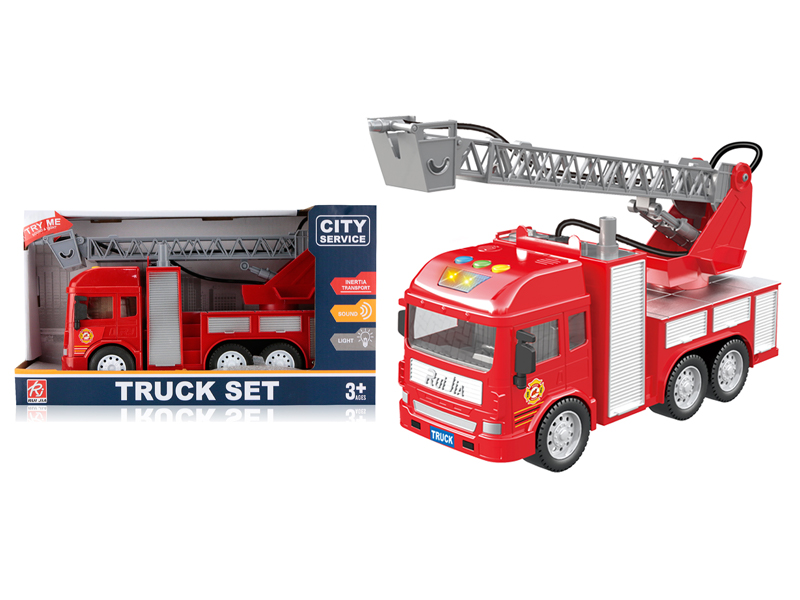 1:14 Friction Sprinkler Fire Ladder Truck With Sound And Light