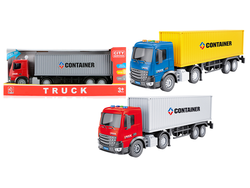 1:18 Friction Container Truck With Sound And Light