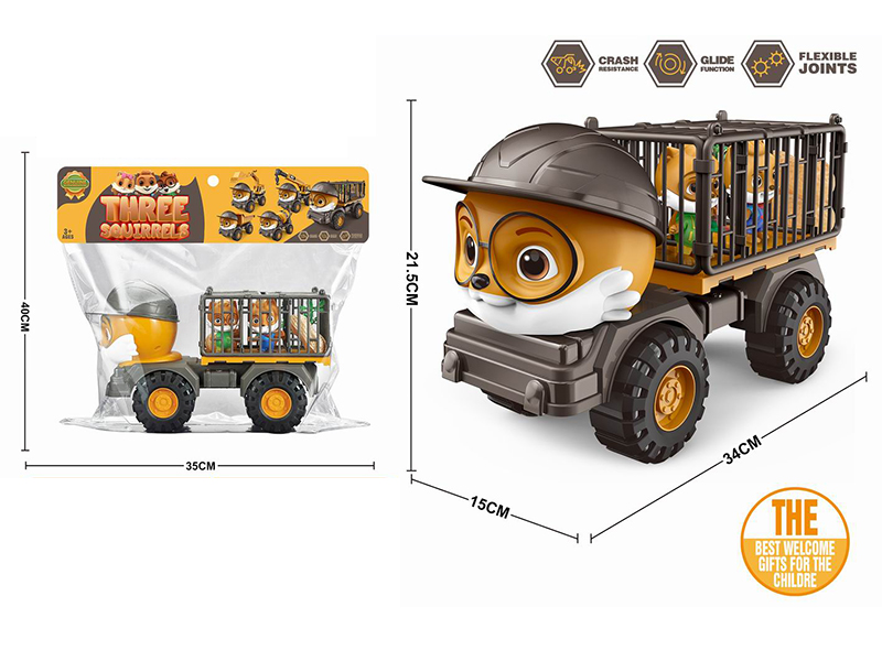 Large Size Three Squirrel Slide Engineering Truck