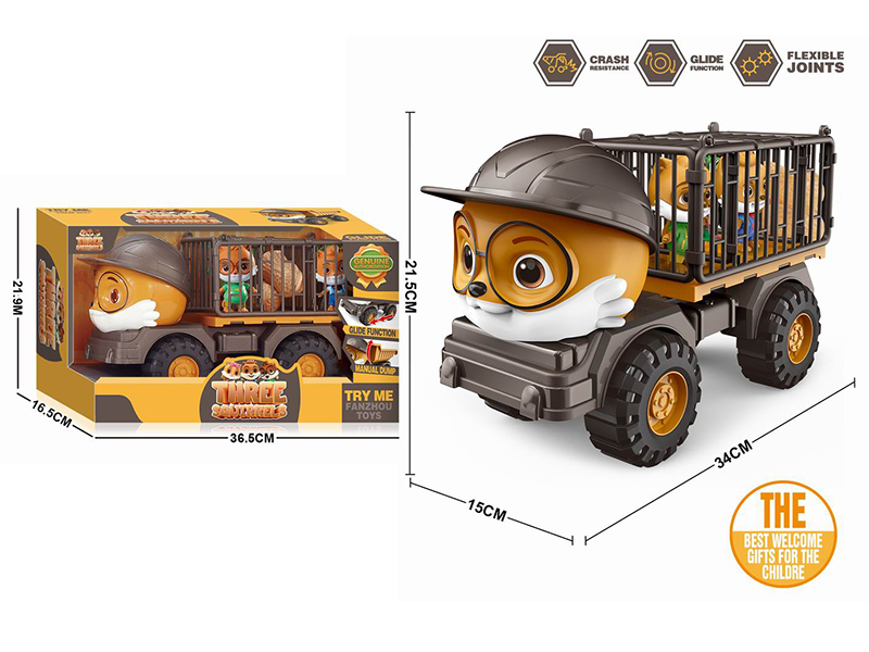 Large Size Three Squirrel Slide Engineering Truck