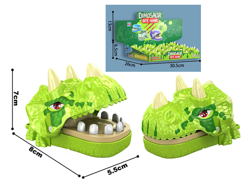 12Pcs Green Mini Biting Triceratops Toy