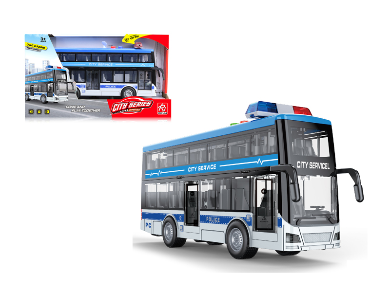 Friction Police Double Decker Bus With Sound And Light