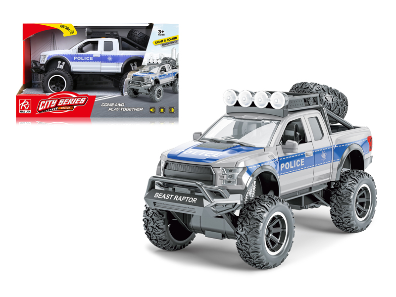 Friction Large Wheel Pickup Truck Police Car With Sound And Light