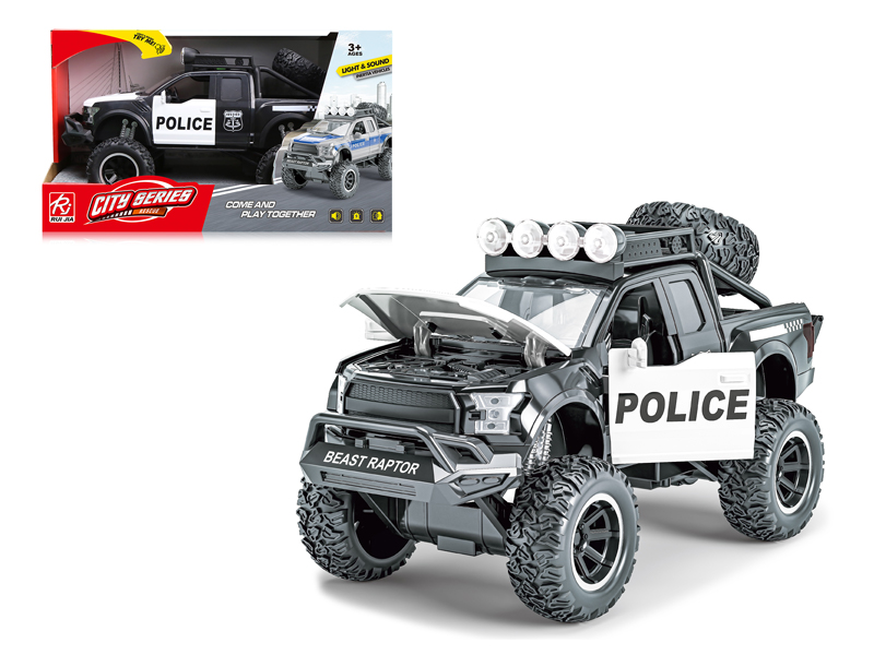 Friction Large Wheel Pickup Truck Police Car With Sound And Light