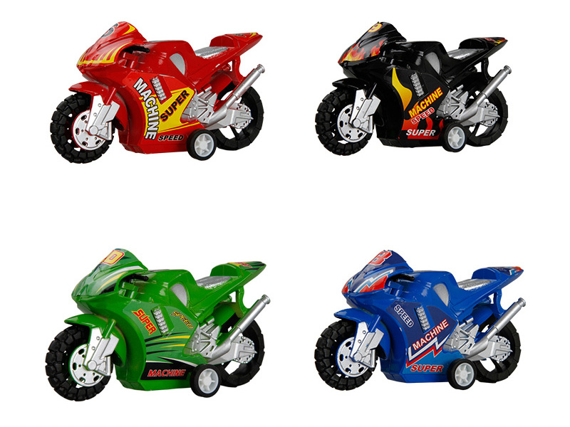 4 Color Spray-Painted Pull Back Motorcycle