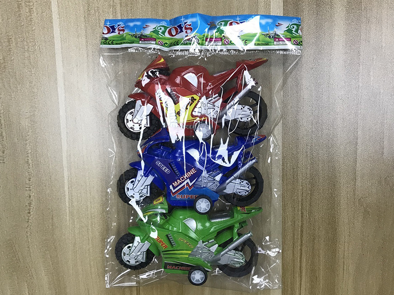 4 Color Spray-Painted Pull Back Motorcycle 3pcs