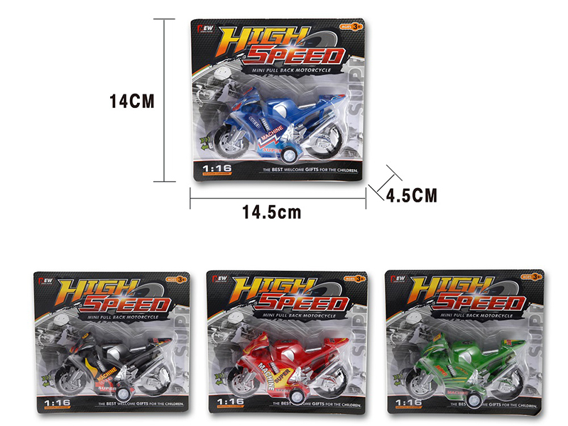 4 Color Spray-Painted Pull Back Motorcycle 1pcs