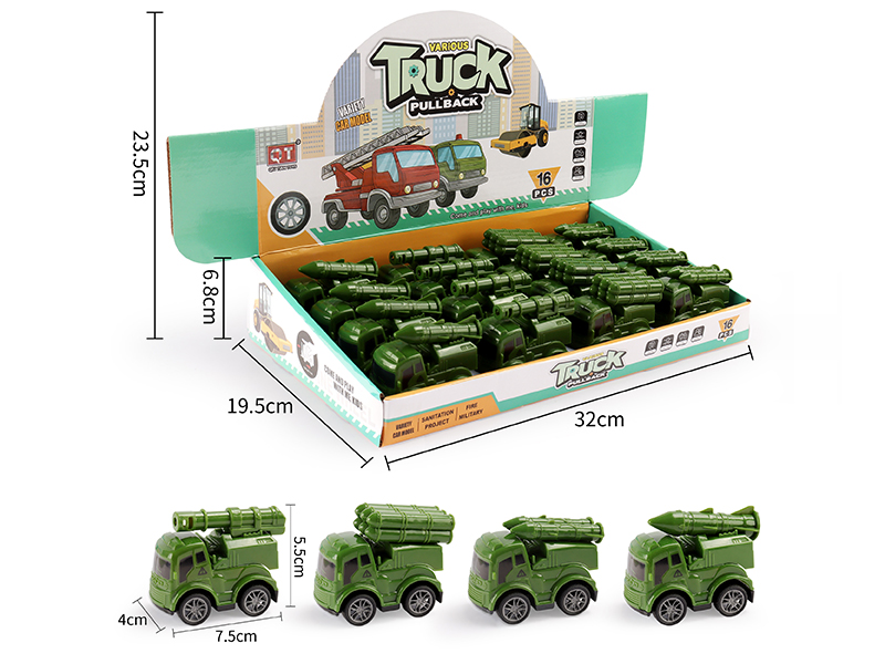 (4)Pull Back Military Trucks 16pcs