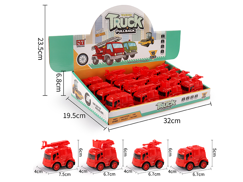 (4)Pull Back Fire Engine 16pcs