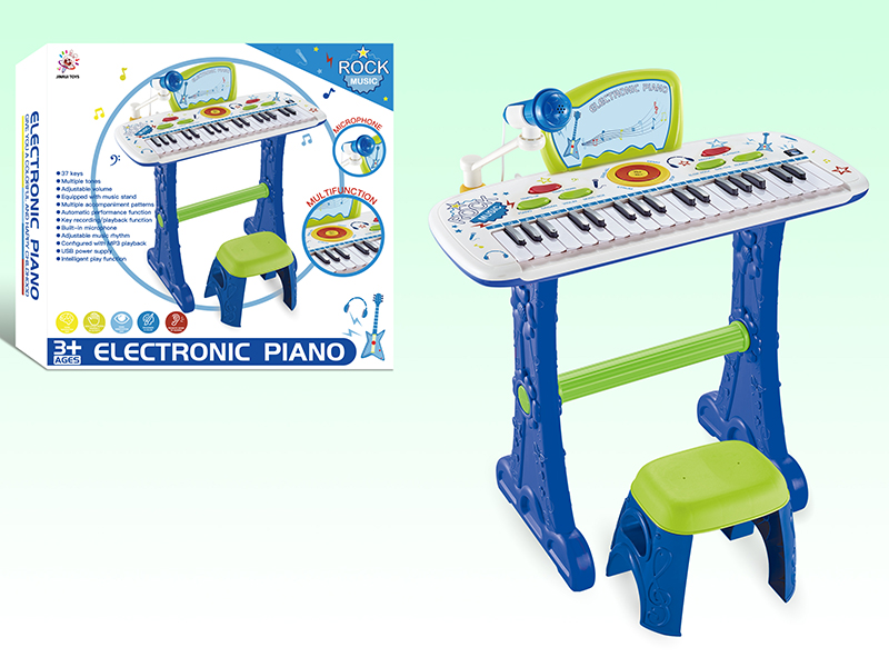 37 Keys Blue Electronic Organ With Chair