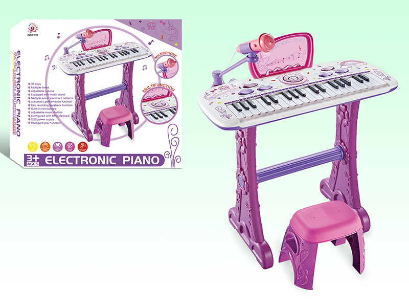 37 Keys Purple Electronic Organ With Chair