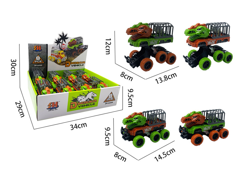 8PCS Double Friction Dinosaur Deformation Vehicle