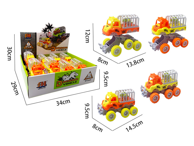 8PCS Double Friction Cartoon Deformation Vehicle