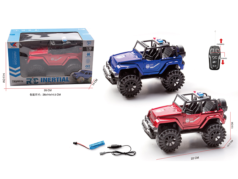 1:18 2Ch R/C Simulated Police Jeep With Light