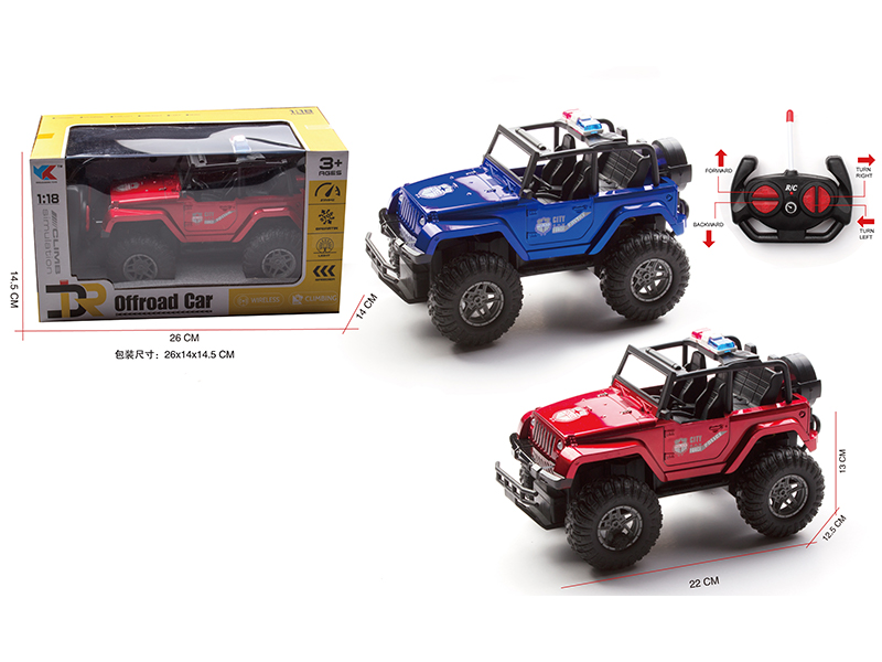 1:18 4Ch R/C Simulated Police Jeep With Light